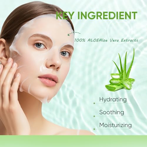 Aloe Vera Face Masks Sheet for Women,Moisturizes Facial Masks Oil Control,Hydrates, Soothes,Home Spa Facial Sheet Mask For All The Skin£¨6Pack£©