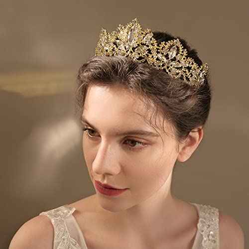 Gold Tiara Wedding Tiaras and Crowns for Women,Rhinestone Queen Women Princess Crown Birthday Headbands Prom Bridal Party Halloween Costume Christmas Gifts