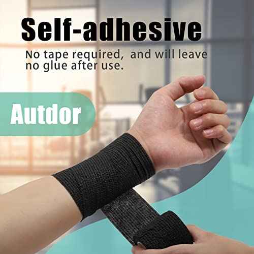 Tattoo Grip Cover Wrap - 8Pcs 2" x 5 Yards Disposable Cohesive Tattoo Grip Tape Wrap Black Elastic Bandage Rolls Self-Adherent Tape for Tattoo Machine Grip Tube Accessories, Sports Tape