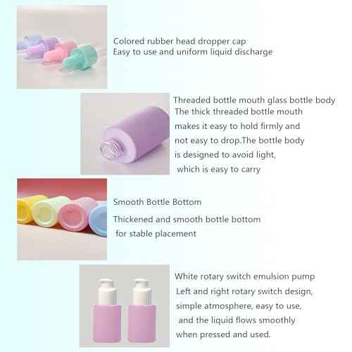 4 Pack Glass Dropper Bottles, Clear Frosted with 2 Funnels & 2 Lotion Pumps, 30 ml Essential Oil Bottles