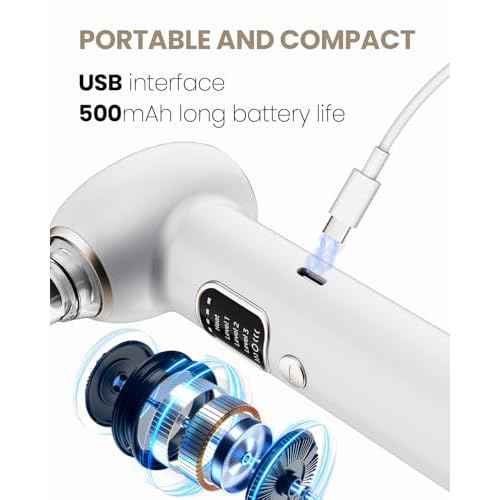 Pore Vacuum Blackhead Remover Kit - 5 Suction Heads & Extractor Tools, 3 Adjustable Suction Levels - Facial Pore Cleansing for Women&Men (White)