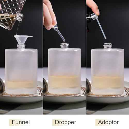 100ml/3.4 Oz Frosted Glass Spray Bottle Perfume Atomizer,Refillable Perfume Spray Bottle Perfume Bottles Empty with 3 Kinds of Perfume Dispenser (Frosted Glass 100ml)