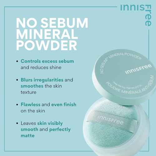 innisfree No Sebum Matte Mineral Powder, Korean Loose Setting Powder for Blurring, Shine Control, Fragrance-Free, Translucent