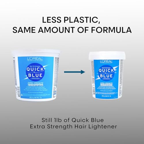L'OREAL TECHNIQUE Quick Blue High Performance Bleach | Professional Hair Bleaching Powder | No Drip Formula | Extra Strength Lightening Action Lifts Up To 7 Levels | Single Application | 1 Pound
