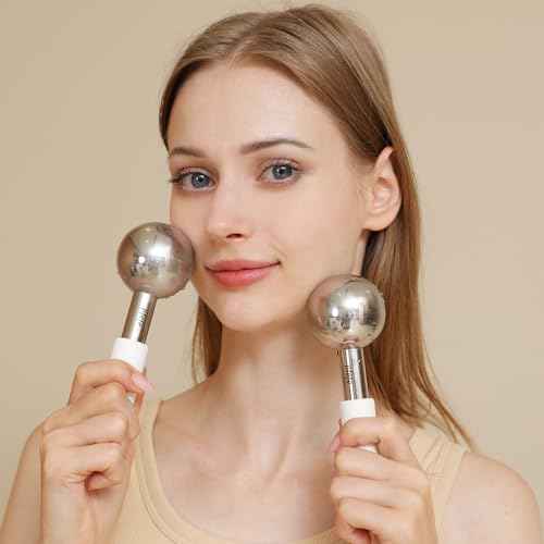 pfefe Ice Globes for Face & Eyes, Unbreakable Stainless Steel Cryo Sticks for Beauty Routines, Facials Cold Roller Cooling Globes for Puffiness, Wrinkles, Dark Circles, Headaches