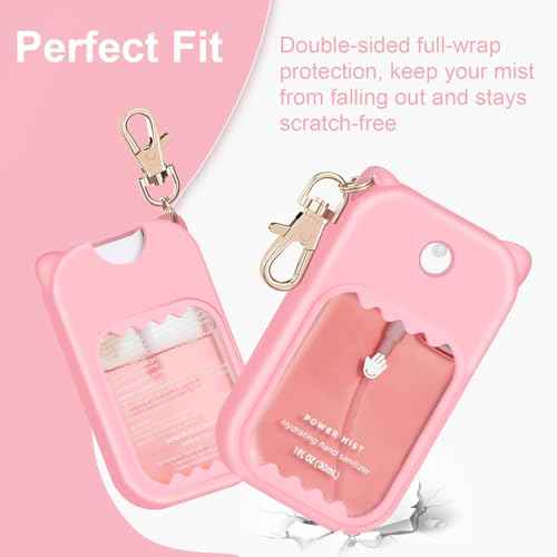 Hand Sanitizer Spray Case for Touchland Silicone Touchland Case Keychain Cute Hand Sanitizer Spray Holder Compatible with Touchland Power Mist Gentle Mist Glow Mist, Pink