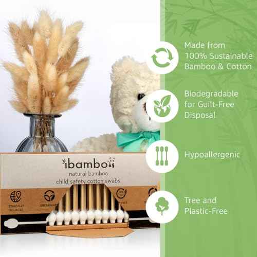 Ibambo 100% Bamboo Cotton Swabs for Ears (200-Pack) - Perfect for Baby & Personal Care | Double-Tipped Ear Swabs Cotton for Makeup & Cleaning | FSC Certified & Hypoallergenic, Made for All Ages & Pets