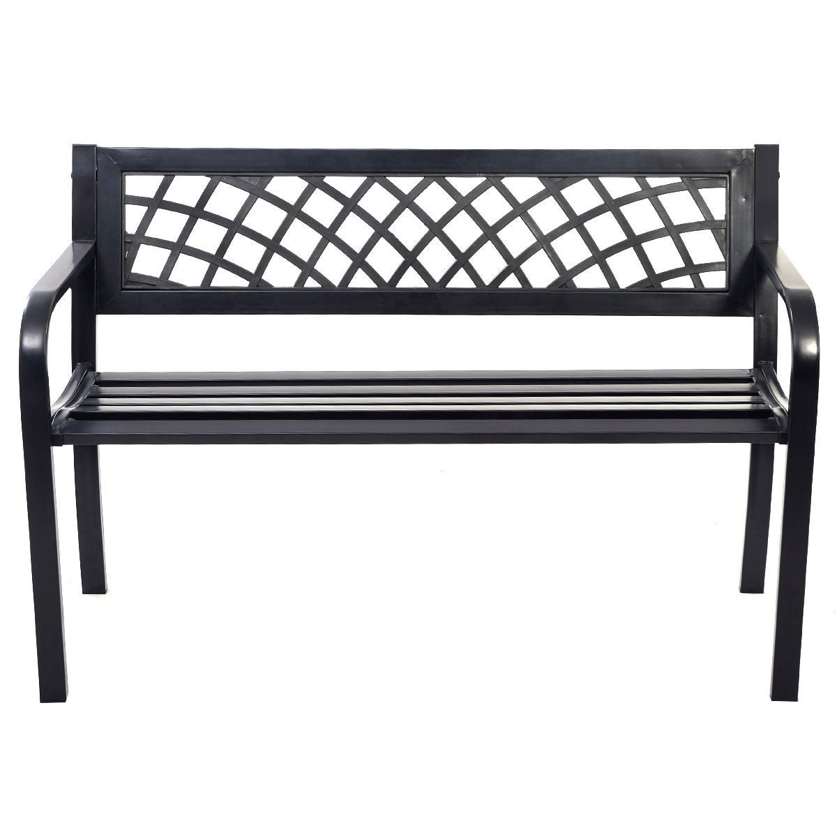 Outdoor Bench with Steel Frame and PVC Backrest