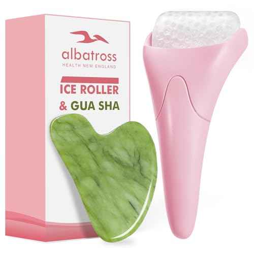 Gua Sha & Ice Roller for Face, Small Gifts, Facial Tools for Puffiness and Redness Reducing Skin Care Routine, Self Care Massage Gift for Women Men