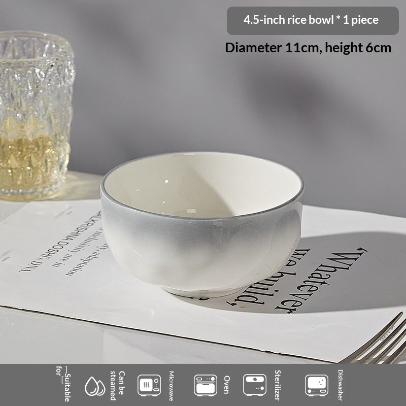 Gray Ceramic Bowls and Dishes Set for Kitchen Dining