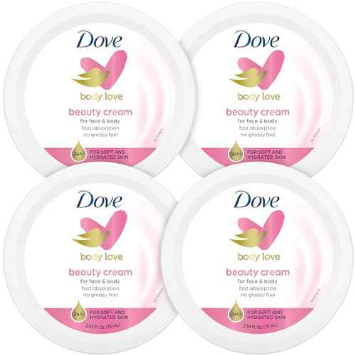 Dove Lotion, Beauty Cream - Light, Fast-Absorbing Face and Body Cream for Normal to Dry Skin, 24-Hour Moisture, Luxuriously Scented Face Cream, Hand & Body Lotion, Travel Size, 2.53 Fl Oz (Pack of 4)