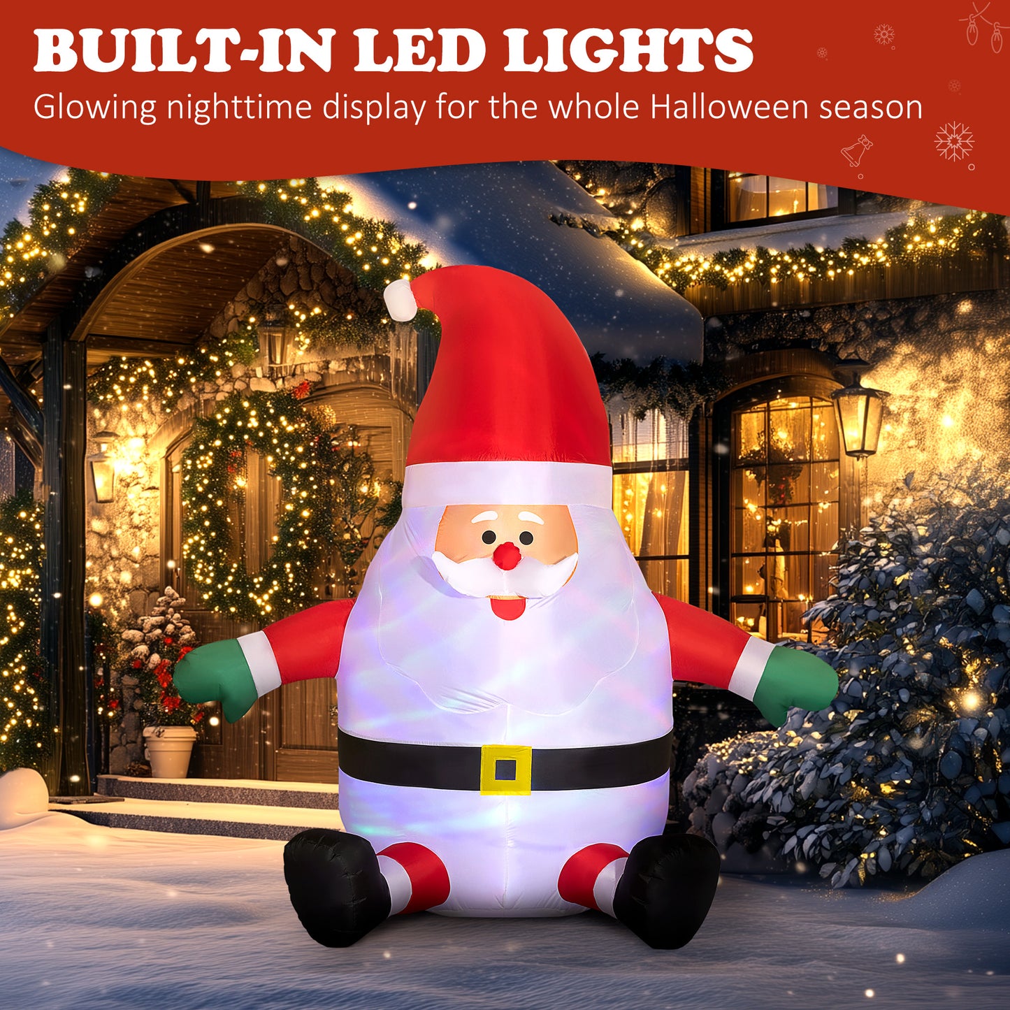 Inflatable Christmas Santa Claus with Rotating Magic Ball Light