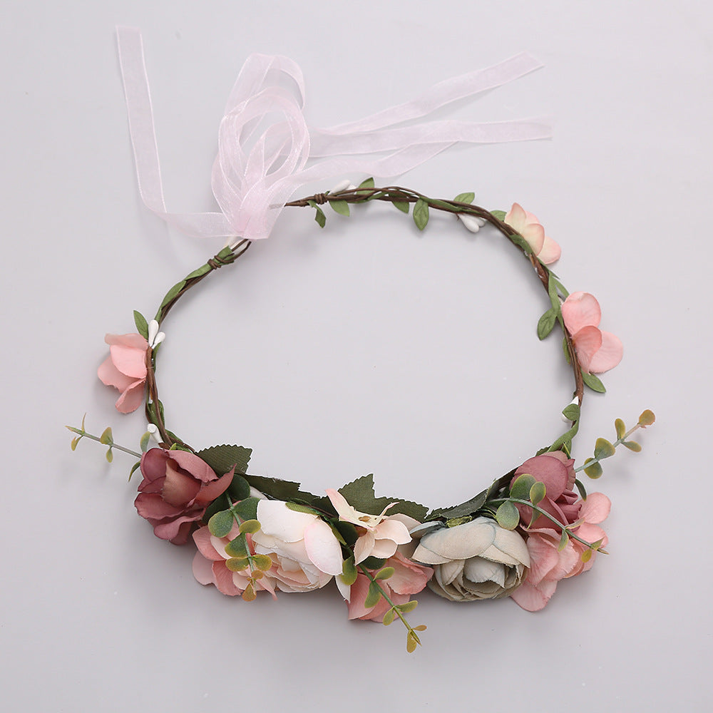 Bride's Seaside & Forest Style Flower Headdress Wreath - Fabric Hairband