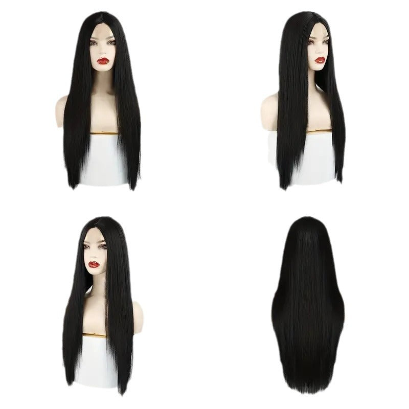Long Straight Black Wig for Daily Wear - Full Head Cosplay Hair Extension