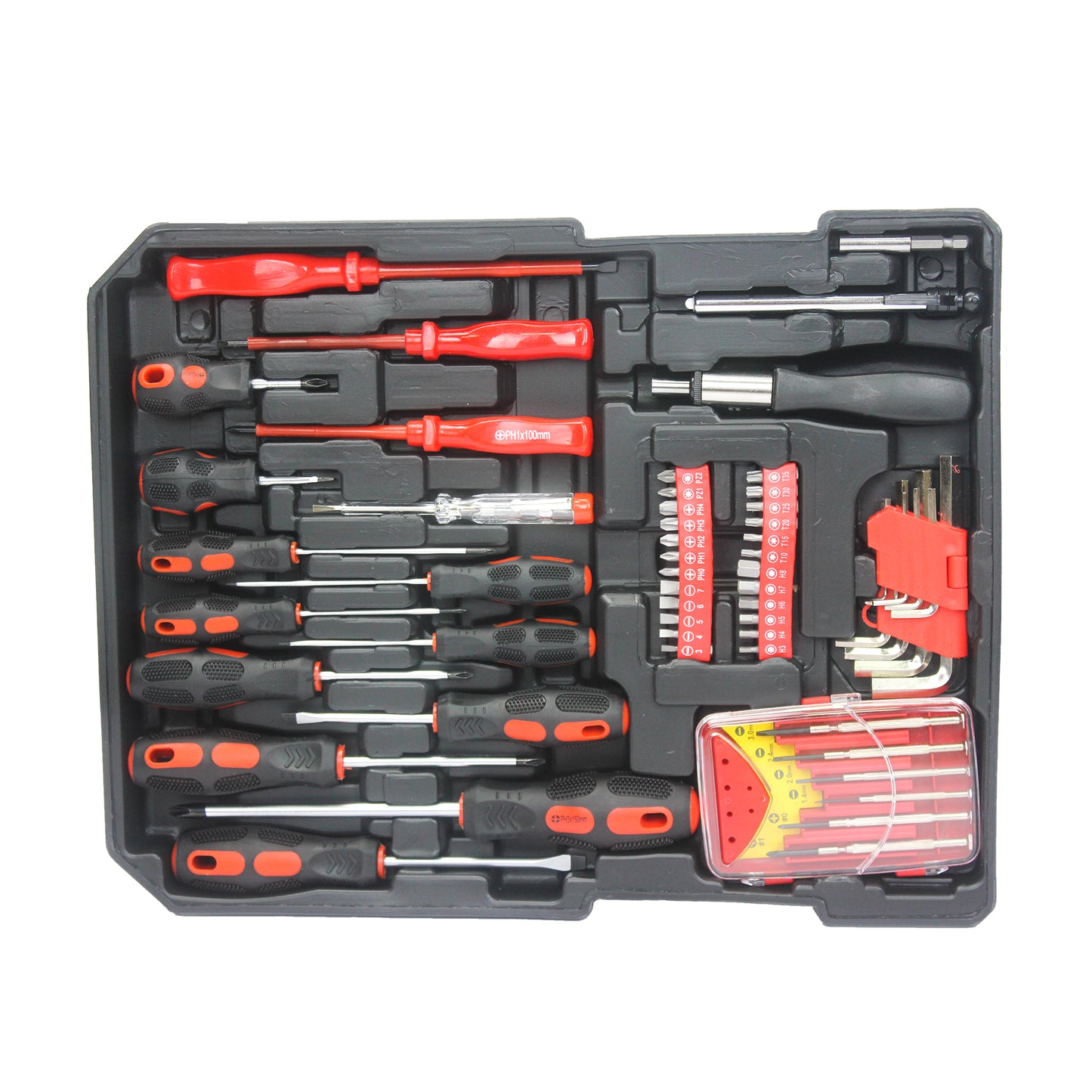 Portable Hand Tool Box with 4 Layer Toolset and Wheels - Black or White
