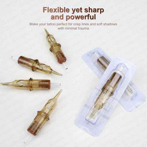 Tattoo Cartridge Needles,10Pcs Disposable Round Liner Sterilized Tattoo Needle for Rotary Tattoo Machine and Permanent Makeup Device (1001RL)