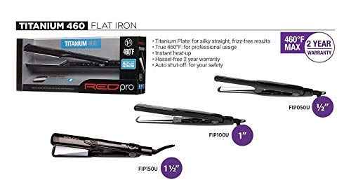 Kiss Products Red Pro Titanium Flat Iron, 1/2 Inch, 1 Pound
