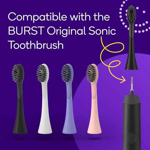 BURST Genuine Replacement Heads for Original Sonic Electric Toothbrush (Black/3 Pack) | Ultra Soft Bristles for a Deep Clean | Stain & Plaque Removal