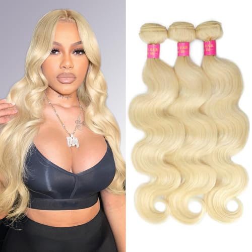 12A Grade Body Wave Blonde Bundles Human Hair 613 Bundles Human Hair 100% Unprocessed Brazilian Virgin Raw Hair Quick Weave 3 Bundle Deals Hair Extensions 12 14 16 Inch