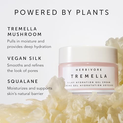 HERBIVORE Tremella Silky Hydration Gel Cream - Hydrating Lightweight Facial Moisturizer with Squalane, Plant-based, Vegan, Cruelty-free, 50 mL / 1.7 oz