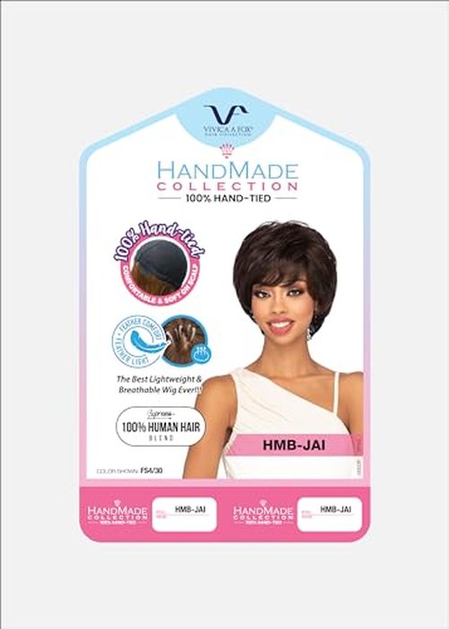 Vivica A. Fox HMB-JAI, Handmade & Hand-tied Wig, Supreme Human Hair Blend, Color 2 Dark Brown
