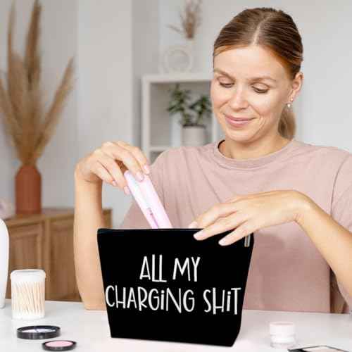 All My Charging Shit Makeup Bag, Travel Gifts for Women Female Best Friend, Cosmetic Bag for Small Travel Accessories, Girls Trip Gifts Favors