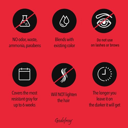 Godefroy Hair Color Kit for Spot Coloring, Covers Up Gray Hairs, Dark Brown, 4-Application Kit, Pack of 1