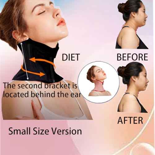 Neck braces for neck pain and support Chin strap for sleeping Neck wrinkle patches and double chin reducer stretcher (BLACK, M)