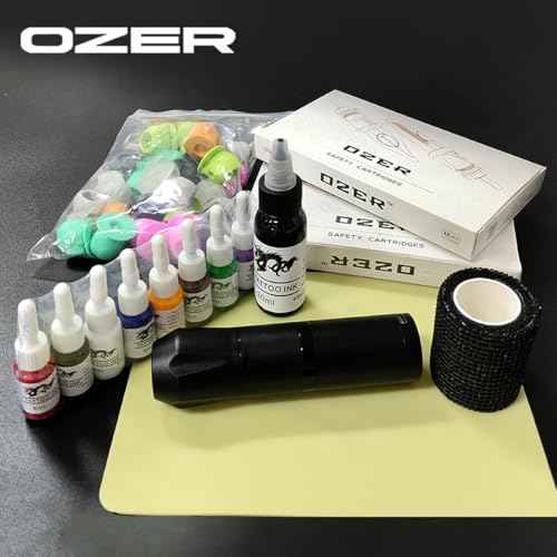 OZER Wireless Tattoo Pen Tattoo Machine Kit Tattoo Gun Kit Ink Cartridge Needle Beginner Rotating Tattoo Machine Pen Kit
