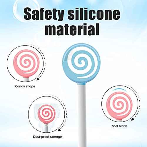 Y-Kelin Kids Tongue Scraper for Ages 2-8, 100% BPA-Free Silicone Cleaner ? Cute Lollipop with Easy-to-Grasp Handles and Smiley Covers, Helps Freshen Bad Breath, Pack of 2