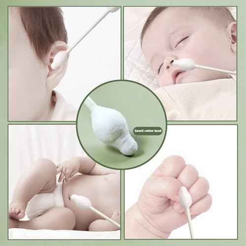 Safety Cotton Swabs with Large Tip 216PCS,Baby Cotton Buds With Natural Paper Stick For Newborn,Kids