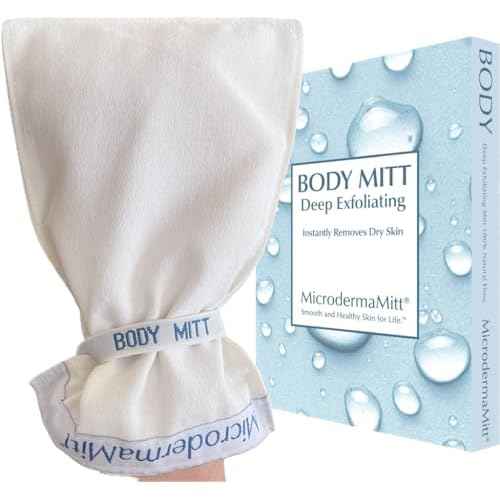 MicrodermaMitt Original Deep Exfoliating Mitt for Body - Premium Turkish Kessa Dead Skin Remover & Body Exfoliator for Keratosis Pilaris & Self-Tan Removal, Natural Skin Care Glove for Smooth Skin