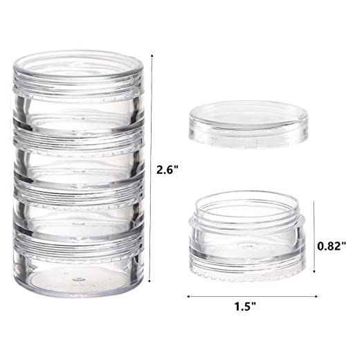 5 Set (20 Pieces) Stackable Cosmetic Containers with Screw Lids and Labels£¬10 Grams Clear Plastic Empty Jars Small Makeup Sample Containers for Beauty Products