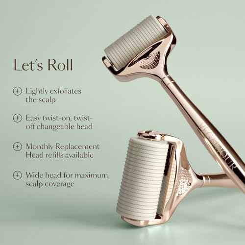 VEGAMOUR GRO+ Advanced Dermaroller | 1,200 Microneedle 0.25mm Scalp Tool | Gently Exfoliates the Scalp | Wide Head for Maximum Coverage