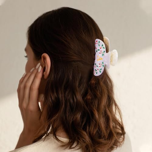 Teen Girl Gifts Trendy Stuff - Letter Cherry Hair Claw Clips, Fashion Accessories Claw Clips Durable Hair Clips, Birthday Gifts for Teens Daughter Sister Christmas Gifts, Letter M