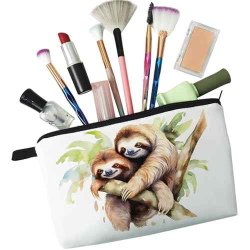 Lovely Sloth Makeup Bag Cute Small Organizer Zipper Pouch Lovely Sloth Cosmetic Bag Birthday Present for Women Friends