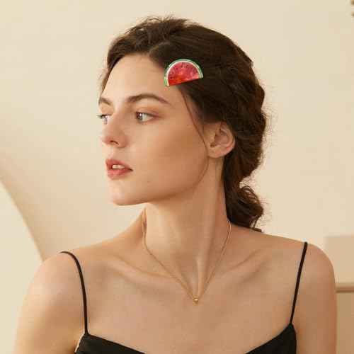 2 Pcs Watermelon Hair Claw Clips Acetate Hair Claw Fruit Small Hair Catch Jaw Clamp Strong Hold Hair Jaw Barrettes Clips Non-slip Retro Hair Accessories for Women Girls