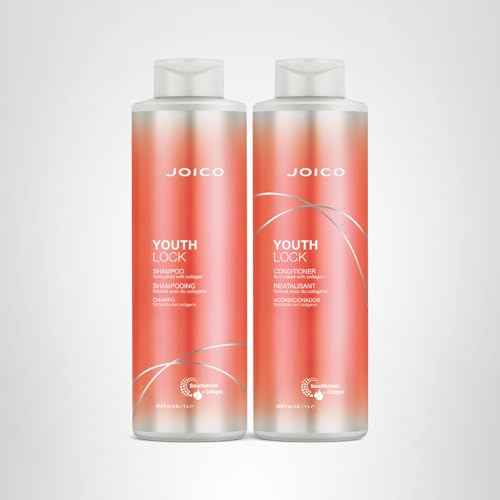 Joico YouthLock Shampoo and Conditioner Formulated With Collagen | Youthful Body & Bounce | Reduce Breakage & Frizz | Soften & Detangle Hair | Boost Shine | Sulfate Free | With Arginine