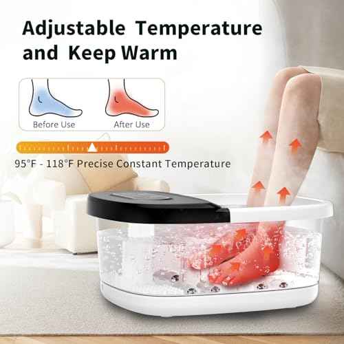 DermoPrime Foot Spa Bath Massager with Heat - Ozone and Blue Light Foot Soaking Tub, Epsom Salt, Adjustable Temperature, Bubble and 8 Rollers, Birthday Gift for Mom Dad