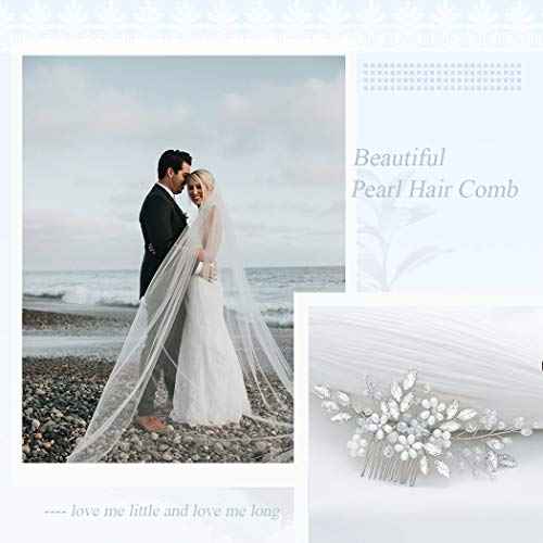 JAKAWIN Bride Wedding Hair Comb Pearl Flower Hair Piece Rhinestone Bridal Hair Accessories for Women HC034 (Silver)