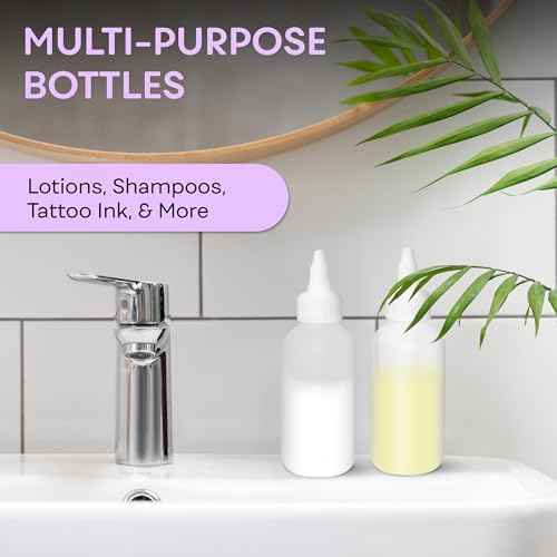 BRIGHTFROM Twist Top Applicator Bottles, Squeeze 4 OZ Empty Plastic Bottles, Refillable, Open/Close Nozzle - Leak Proof, Multi Purpose - 3 PACK