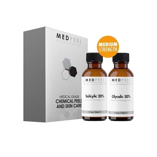 MedPeel Alpha & Beta Hydroxy Acid Essential Peel Kit, 20% Salicylic and 50% Glycolic, Includes 2 Peels, Prep and Neutralizer, Medium Strength Chemical Face Peels, 1oz/30ml (Kit of 4)