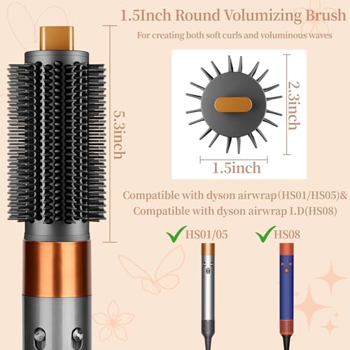 Upgraded Round Volumizing Brush for Dyson Airwrap, Round Brush Attachment Compatible with Airwrap HS01/05/08, Flexible Bristles for Root Lift Volume Frizz Control Styling Volumizing
