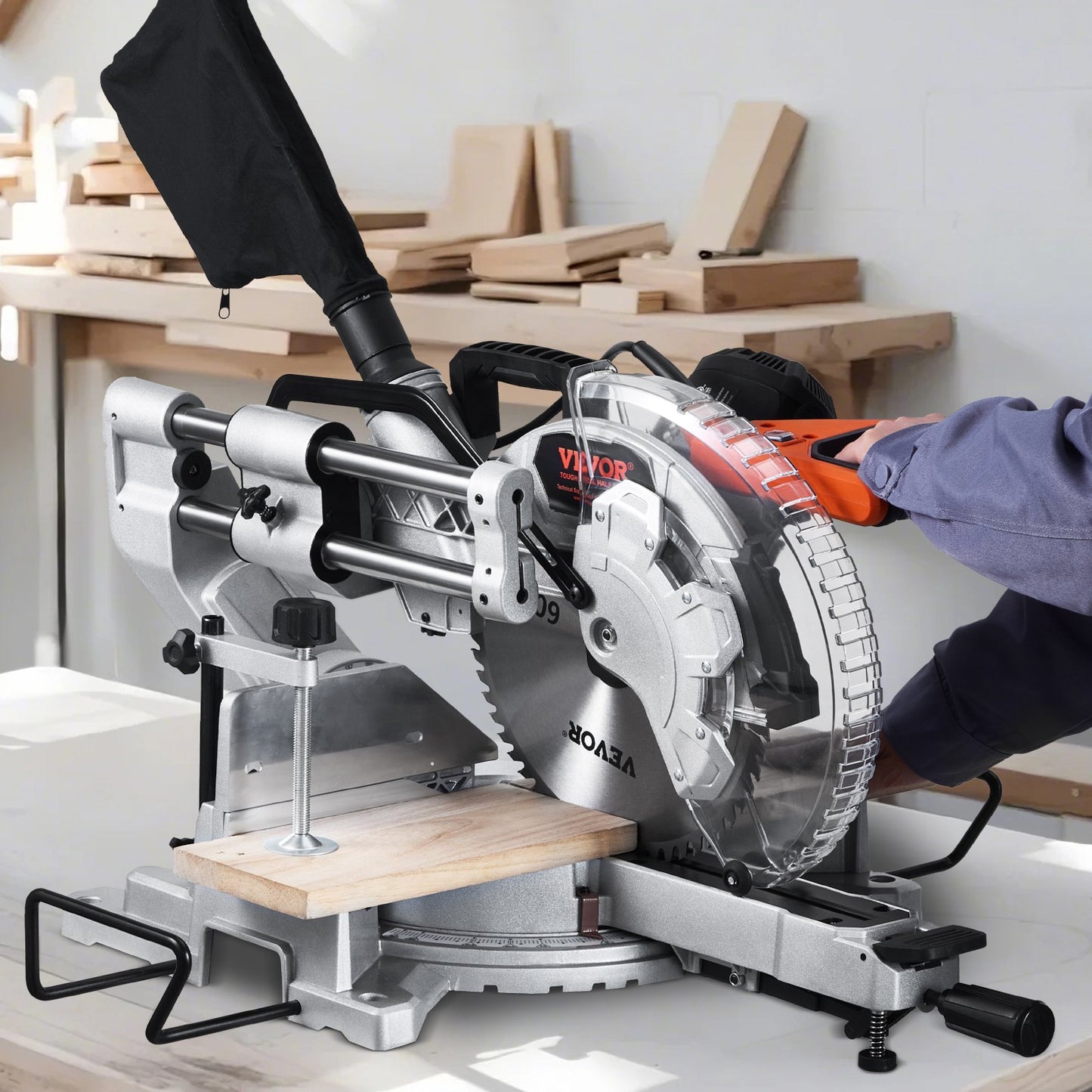 12-Inch Corded Double Bevel Miter Saw with 15 Amp Motor and Laser Guide