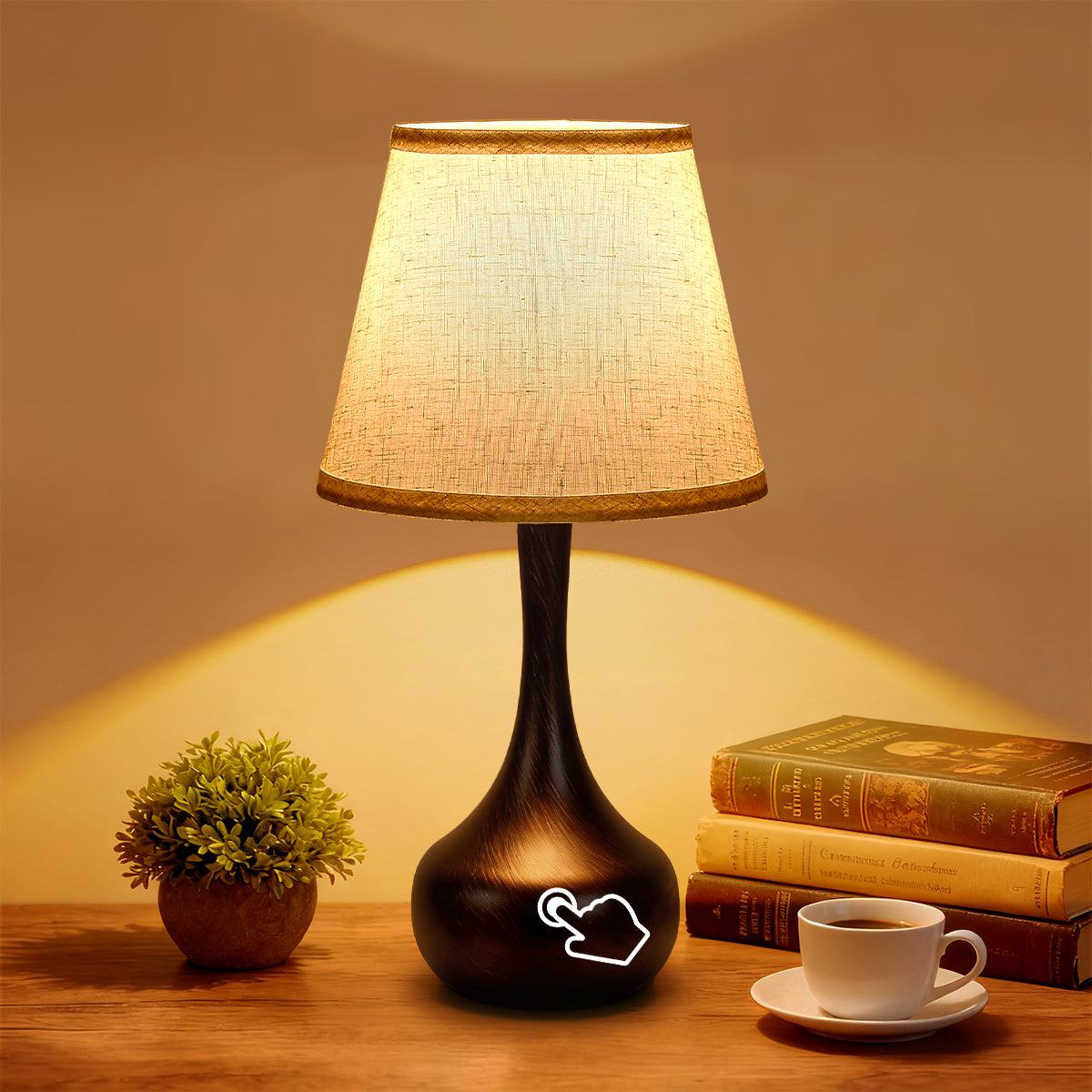 Touch Dimmable Bedside Lamps Set of 2 - LED Bulbs Included