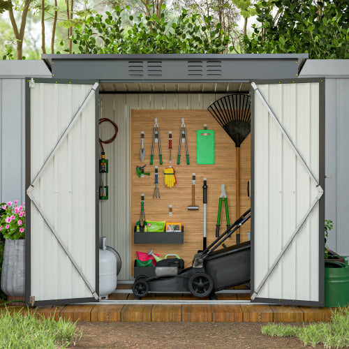 6 Ft x 4 Ft Outdoor Metal Storage Shed with Double Doors and Padlock