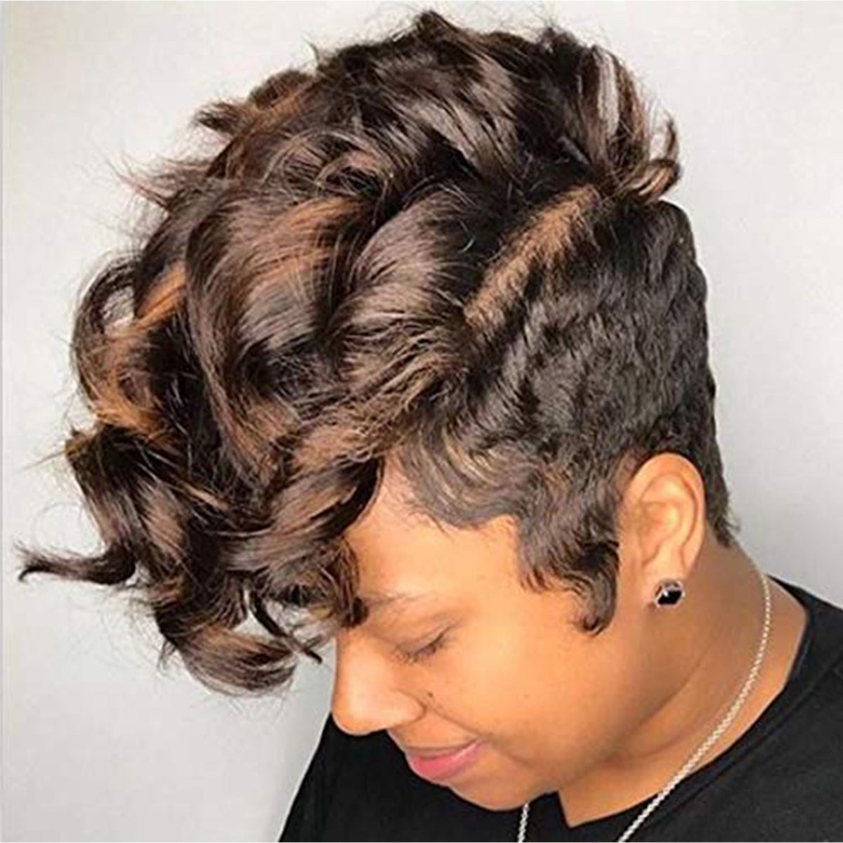 Short Curly Hair Wig - Synthetic Fiber
