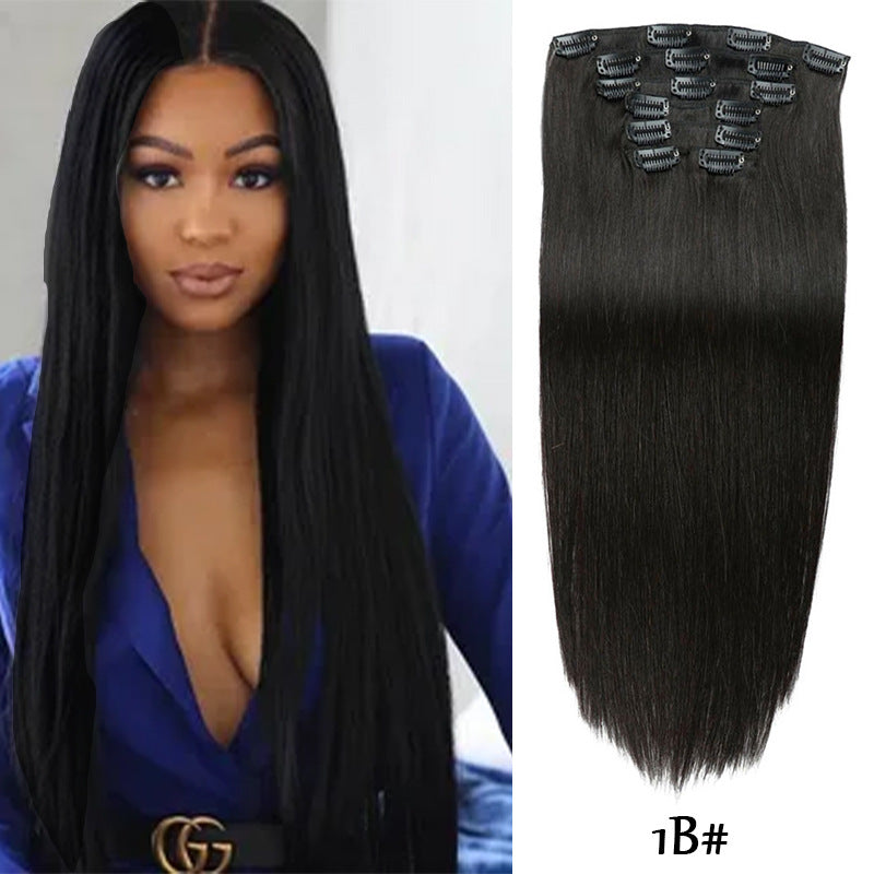 Clip-in Human Hair Extensions 14 Inches 70g Seven-Piece Set for All Hair Types