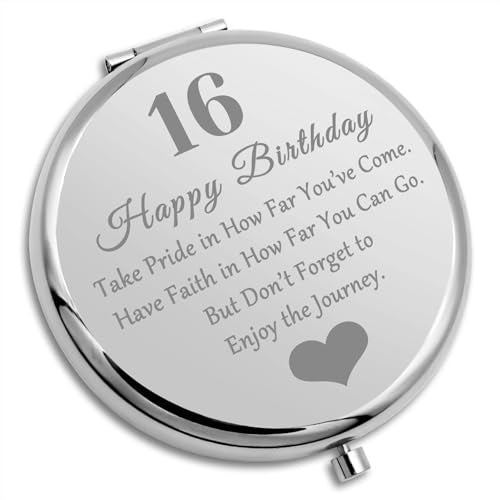 16th Birthday Gifts for Women Compact Makeup Mirror Personalized 16 Year Old Birthday Gift Ideas for Girls Granddaughter Daughter Niece Sister Best Friends Sixteen Gifts Sweet 16th Birthday Gifts
