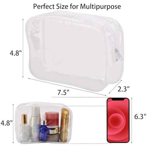 Tbestmax 10 Pcs Clear Cosmetic Bags Small Makeup Bags Portable Waterproof Travel Toiletry Bags Organizer White, 7.5"x 4.8"x 2.3"